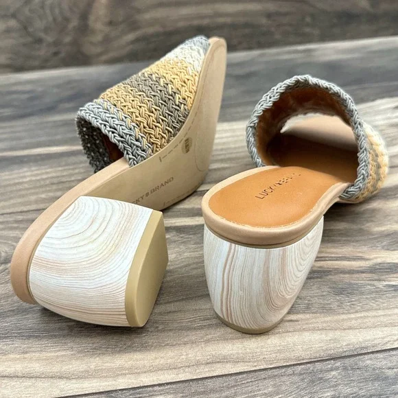 NIB Lucky Brand Nanssi 8.5M Multicolor Woven Crochet Mule Block Heel Sandals - Picture 5 of 12